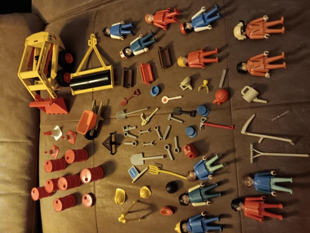 Playmobil wegenbouw set jaren 80 vintage retro, Ophalen of Verzenden, Gebruikt