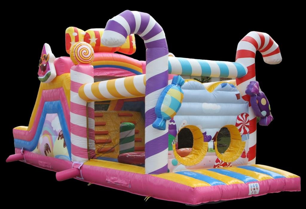 Te koop mooie nieuwe stormbaan candy 10 x 3,1 m, Hobby en Vrije tijd, Feestartikelen | Verhuur, Ophalen of Verzenden, Nieuw, Verjaardag