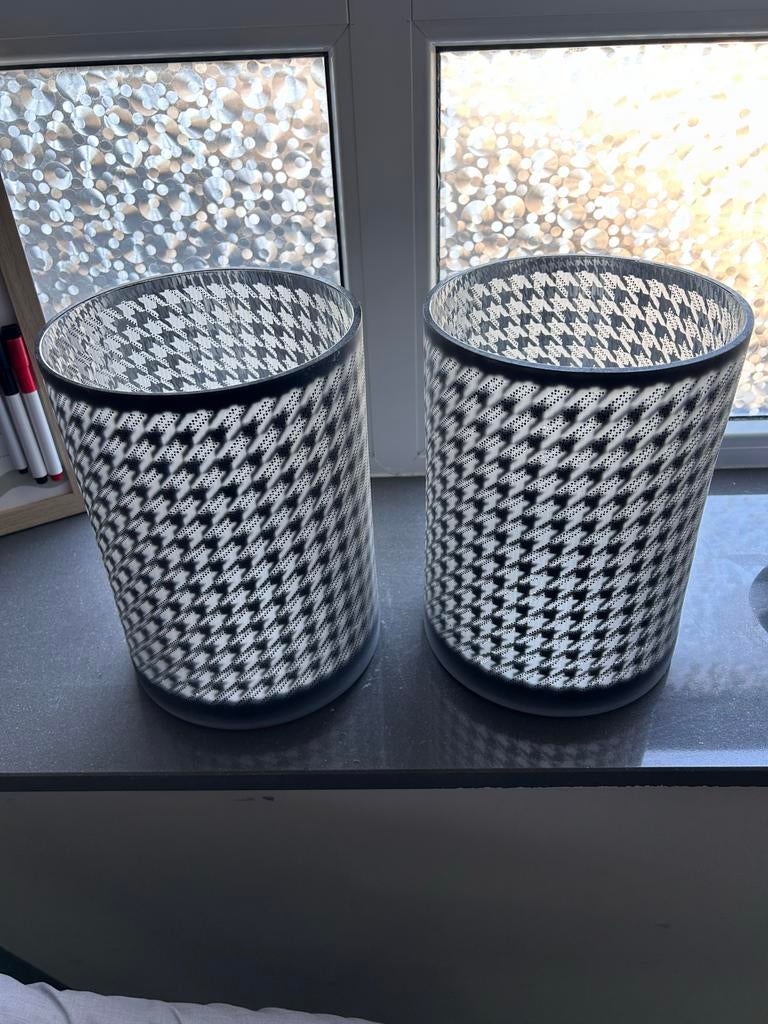 2x Rivièra Maison Pied-de-Poule Hurricane windlicht, Overige materialen, Gebruikt, 25 tot 50 cm, Zwart