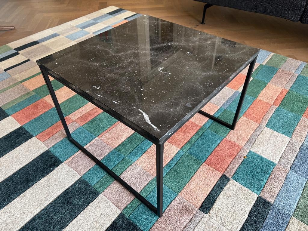 Bolia Como salontafel – zwart marmer 60x60, Ophalen, Overige materialen, Gebruikt, 50 tot 100 cm