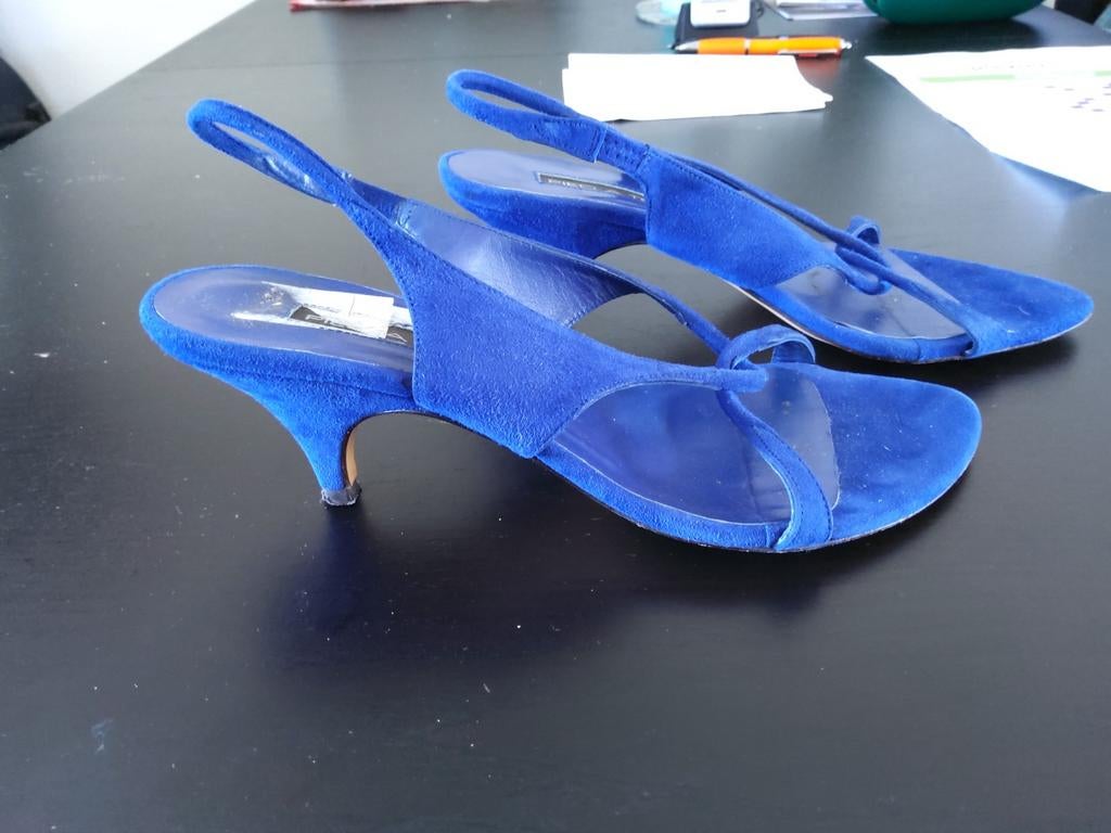 Kobaltblauw suède open pumps van pied a terre, Ophalen of Verzenden, Zo goed als nieuw, Blauw