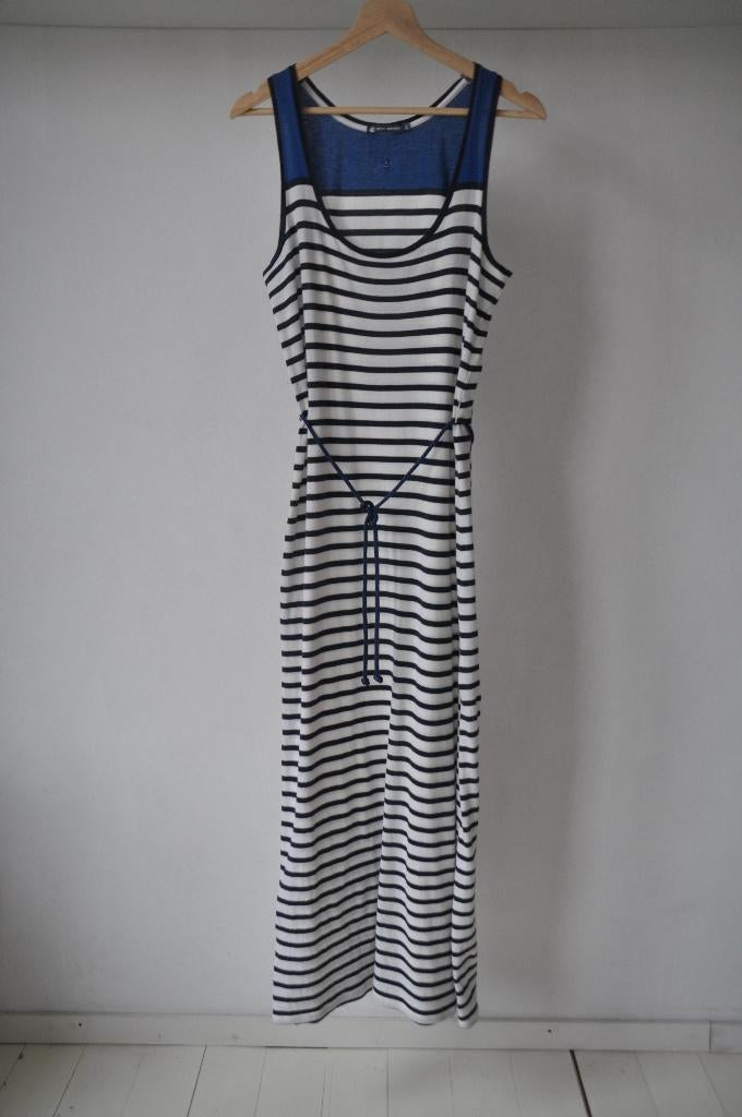 Petit Bateau lange jurk/strandjurk blauw streepje maat S/M, Maat 38/40 (M), Blauw, Petit Bateau, Ophalen of Verzenden