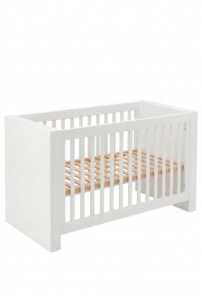 Wit ledikant met houten spijlen, Kinderen en Baby's, Babywiegjes en Ledikanten, Gebruikt, Ledikant, Ophalen of Verzenden