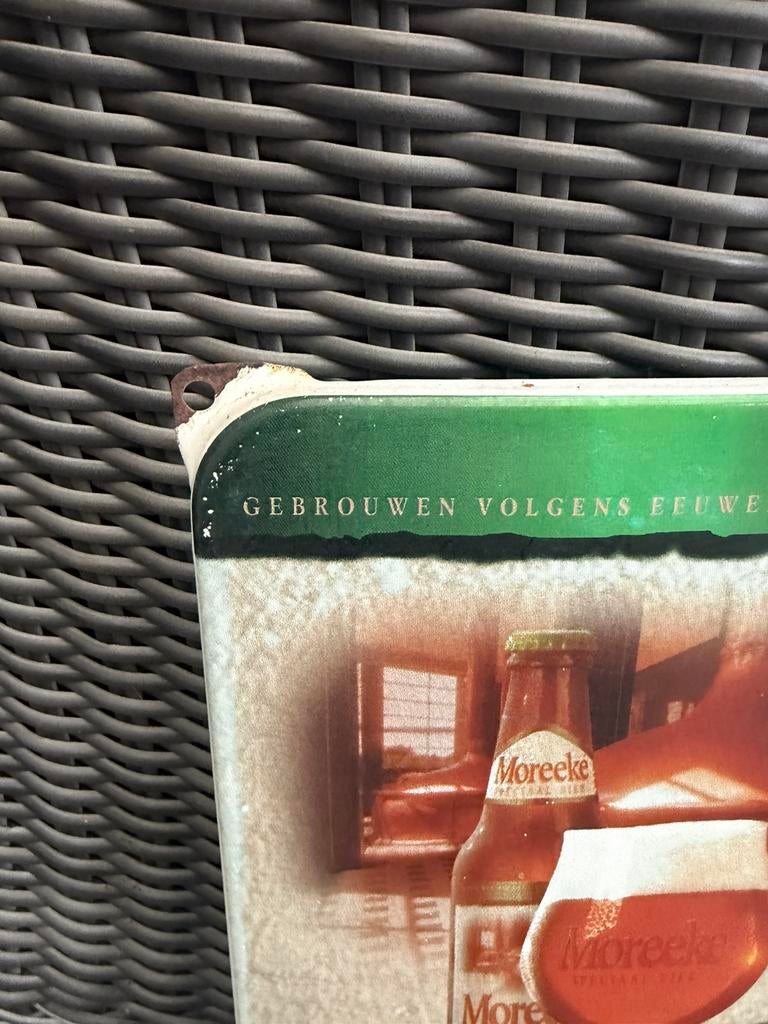Moreeke Bier emaille bordje, Verzamelen, Reclamebord, Gebruikt, I, Ophalen of Verzenden