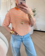 T shit oranje/wit gestreept, Kleding | Dames, Truien en Vesten, Verzenden, Nieuw, Maat 38/40 (M), Oranje