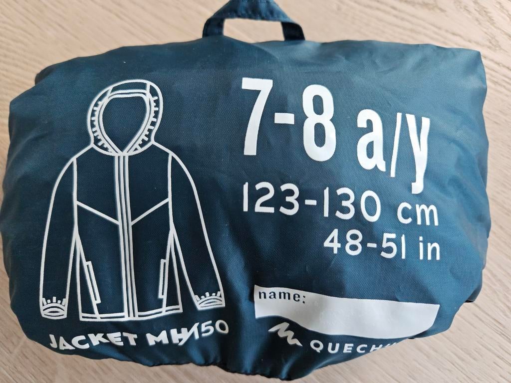 Opvouwbare regenjas jongens Quechua zgan, Kinderen en Baby's, Kinderkleding | Maat 128, Ophalen of Verzenden, Zo goed als nieuw