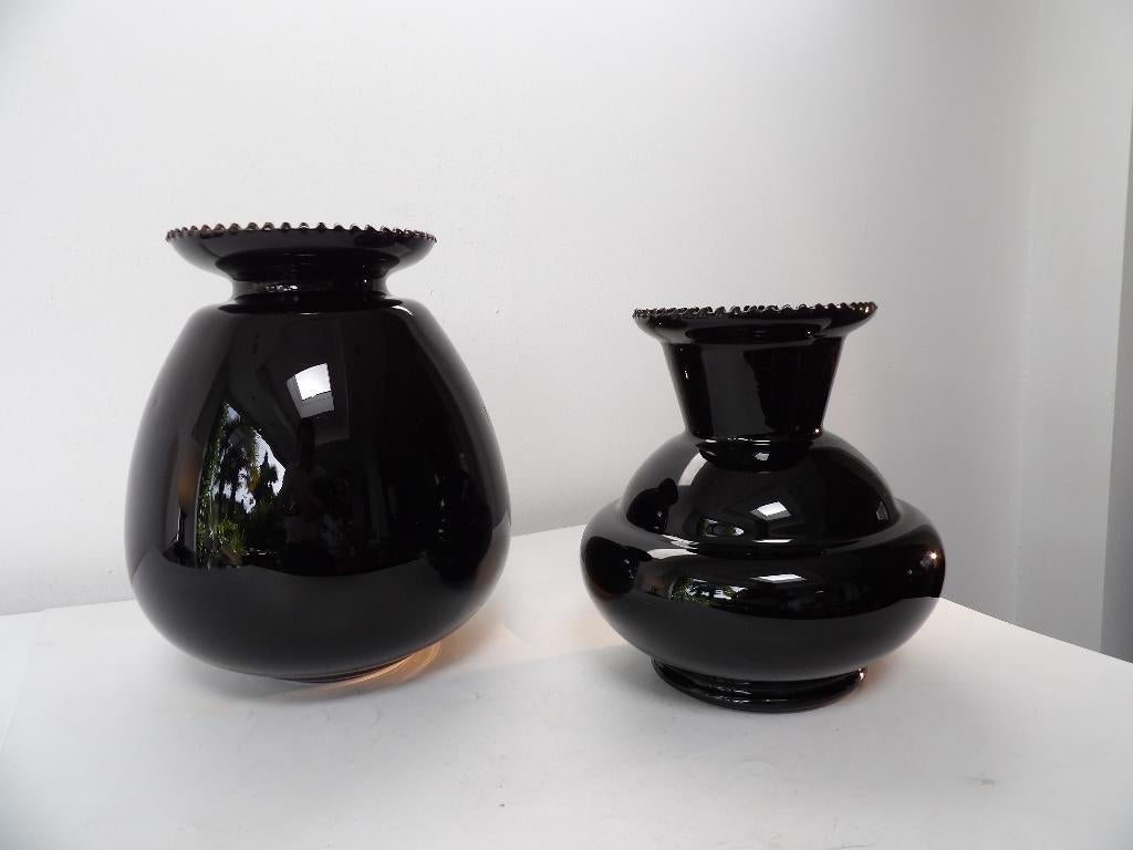 Art Deco Vazen Doyen, zwart opaline glas, Ophalen of Verzenden