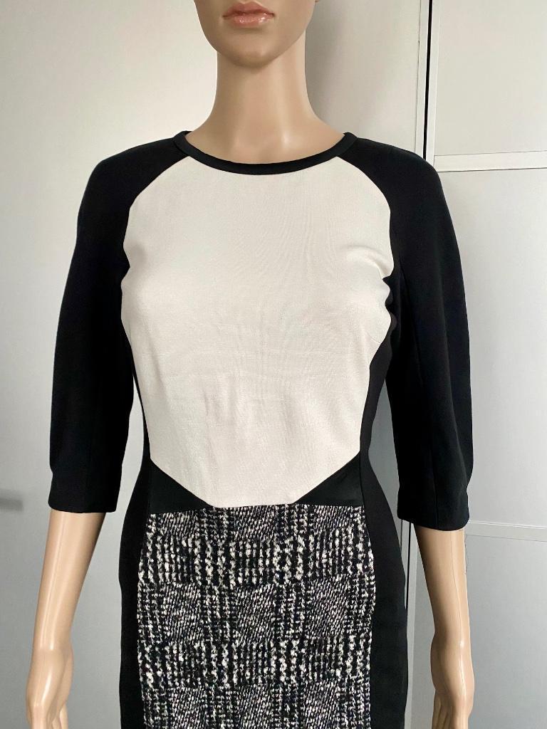 G609 Marc Cain mt. 34/36=XS/S jurk jurkje zwart/wit/grijs, Zwart, Ophalen of Verzenden, Zo goed als nieuw, Knielengte