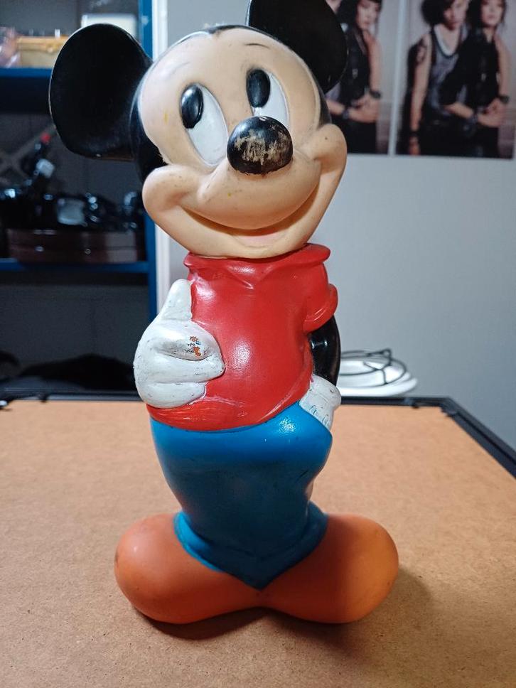 Vintage Mickey mouse 1960 Disney rubber spaarpot pop groot, Verzamelen, Speelgoed, Gebruikt, Ophalen of Verzenden
