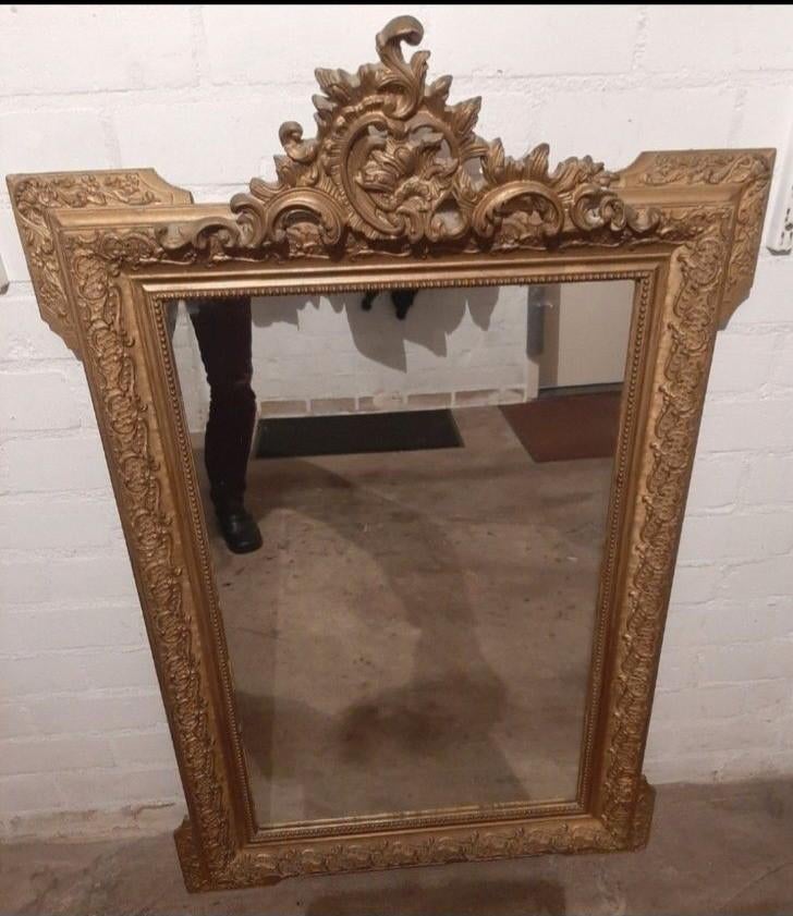 Antieke Franse Vergulde Schouwspiegel, Antiek en Kunst, Antiek | Spiegels, Ophalen