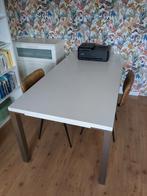 Witte eettafel, poten chroom, Ophalen, Gebruikt, 50 tot 100 cm, Minder dan 50 cm