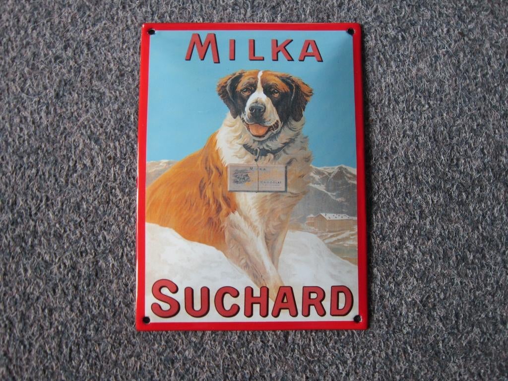 MILKA EMAILLE RECLAMEBORD, Ophalen, Zo goed als nieuw, Reclamebord