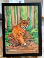 schilderij Vos in het bos Aquarel, Ophalen of Verzenden