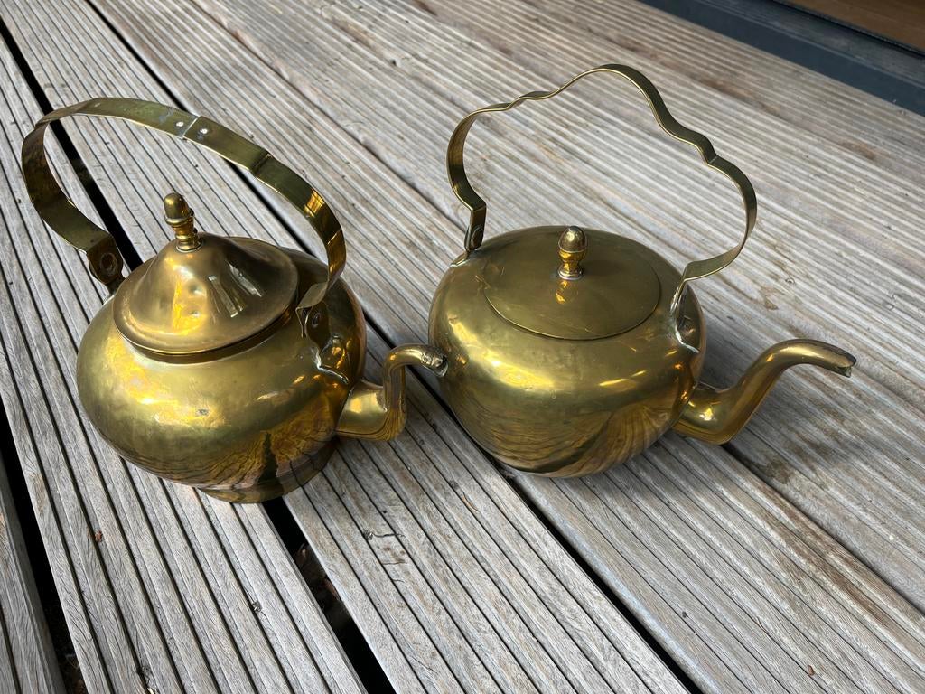 Oude koperen peerketel en waterketel, antiek, Antiek en Kunst, Antiek | Koper en Brons, Ophalen of Verzenden, Koper