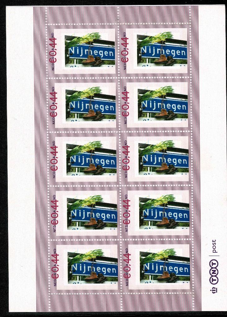 PPZ 4-daagse Nijmegen vel van 10 Paars kader OKI printer, Verzenden, Na 1940, Postfris
