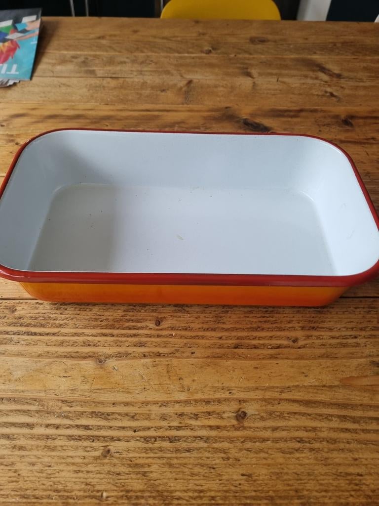 Vintage geëmailleerde ovenschaal - Blue Band, Ophalen of Verzenden