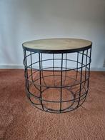 Nachtkastje bijzettafel  metalen frame en houten blad, Ophalen, Gebruikt