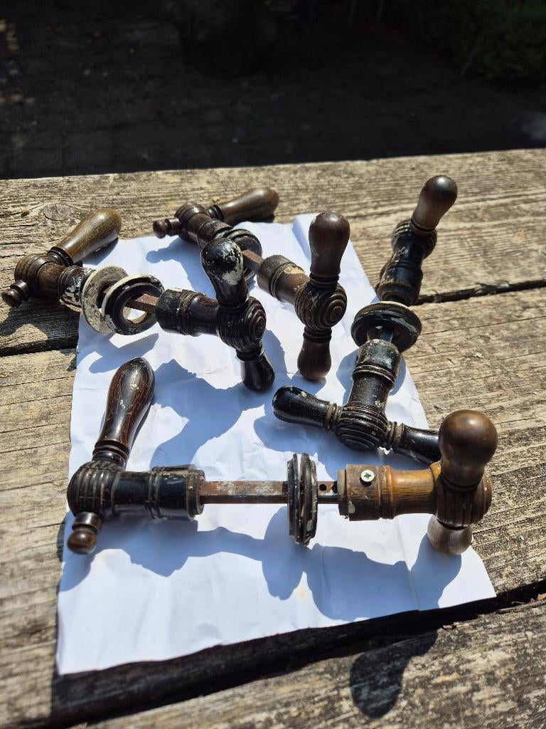 Set van 4 antieke houten deurklinken, Antiek en Kunst, Ophalen of Verzenden