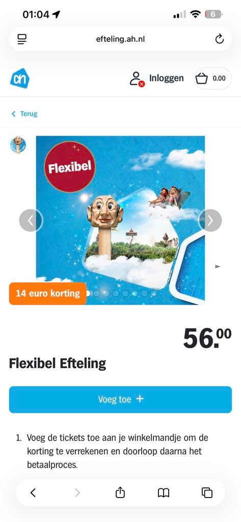 Efteling kaartjes alle dagen geldig, Tickets en Kaartjes, Twee personen, Ticket of Toegangskaart