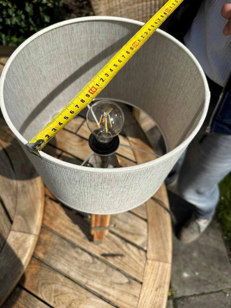 Lamp met ecru kap, Huis en Inrichting, Gebruikt, Beige, Rond, Ophalen of Verzenden