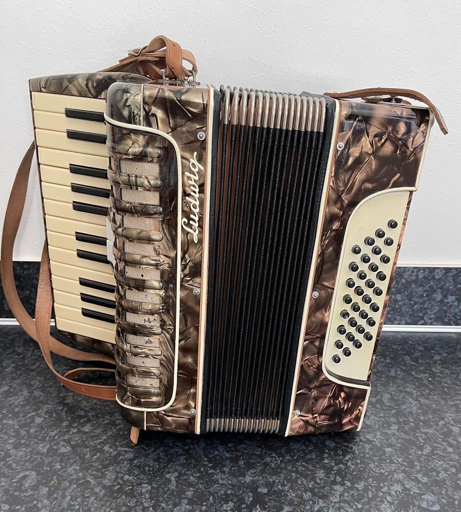 Accordeon Ludwig Antiek 32 bas 25 toetsen met riem en koffer, Muziek en Instrumenten, Ophalen, Gebruikt, Overige merken