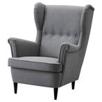 Ikea Strandmon fauteuil met voetenbank - Grijs, Ophalen, Gebruikt, Stof, 75 tot 100 cm