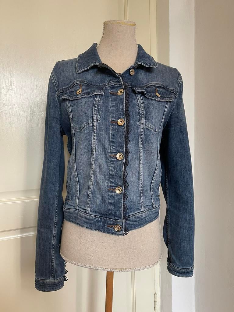 Emporio Armani spijkerjasje vintage in maat 38., Ophalen of Verzenden, Gedragen, Maat 36 (S), Blauw