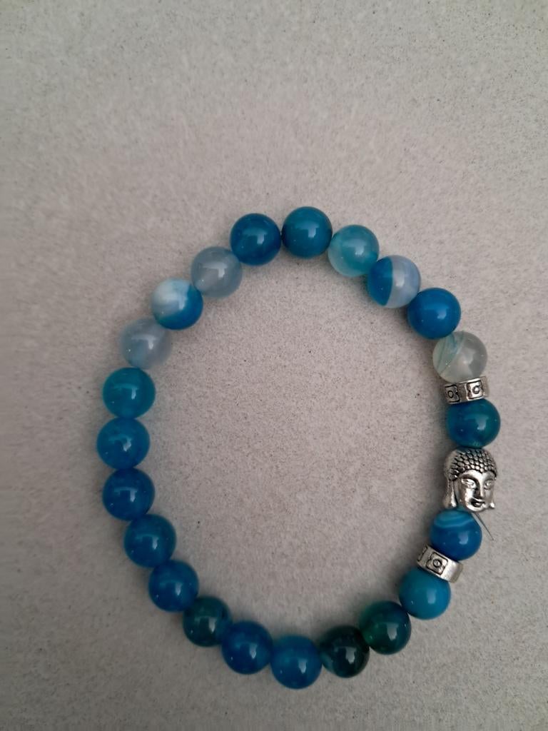 Boeddha Armband met Blauwe Kralen, Overige materialen, Blauw, Nieuw, Ophalen of Verzenden