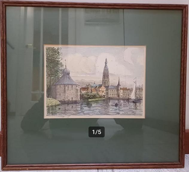 P.Vetter Breda Spanjaardsgat Origineel 1941 Ingekleurd prent, Antiek en Kunst, Ophalen of Verzenden, Origineel