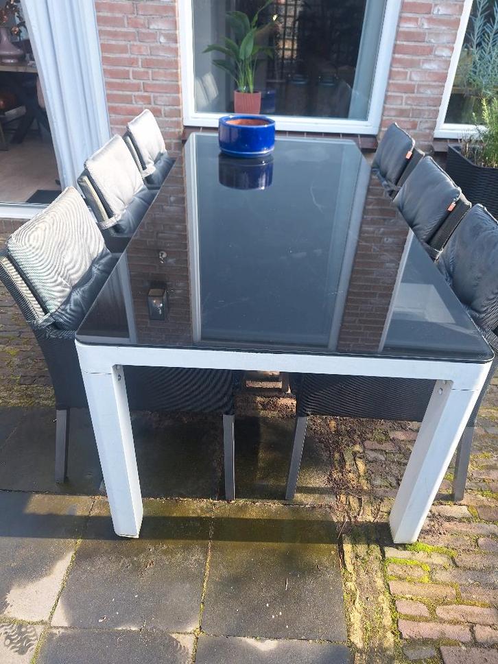 Tuinset 6 personen, Tuin en Terras, Tuinsets en Loungesets, Gebruikt, Tuinset, Overige materialen, 6 zitplaatsen, Eettafel, Ophalen