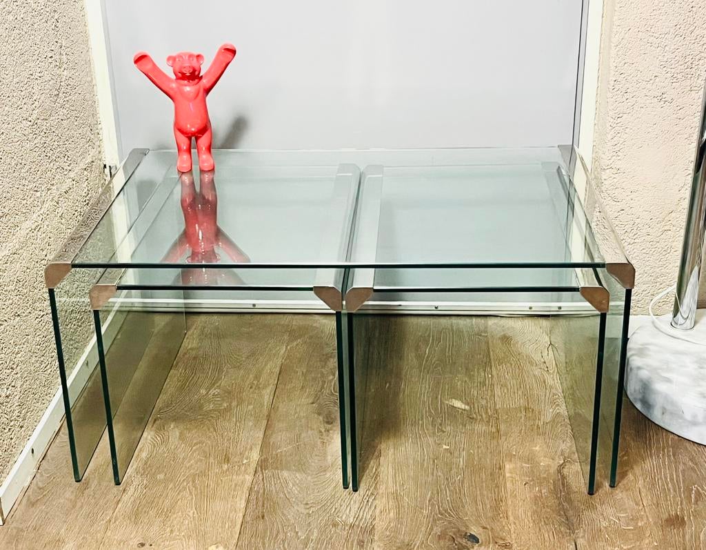 GALLOTTI AND RADICE DESIGN COFFEE TABLE SALONTAFEL, Gebruikt, 100 tot 150 cm, Glas, Minder dan 50 cm