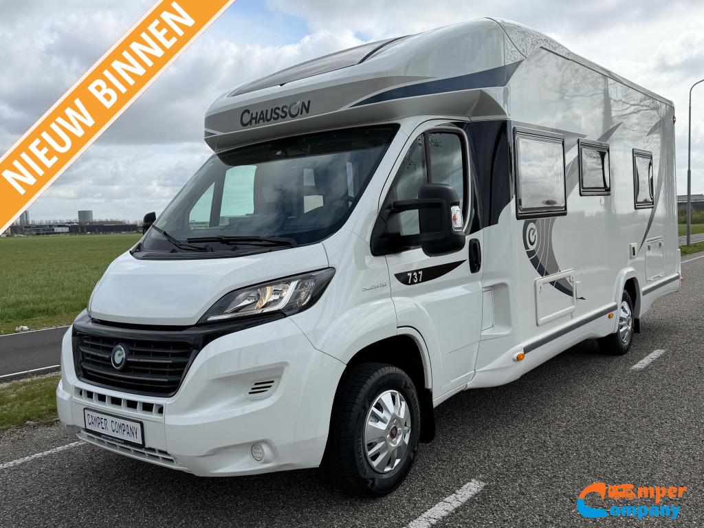 Chausson Welcome 737 Lage lengte bedden / Euro 6, Caravans en Kamperen, Campers, Standaard zit, Ringverwarming, Fiat, 7 tot 8 meter