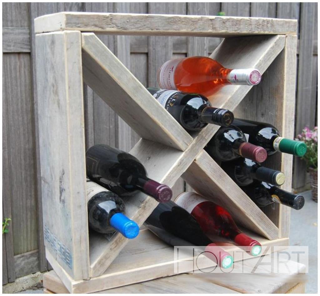 Wijnrek steigerhout, Info@hout-art.nl, Nieuw, Ophalen of Verzenden, 25 flessen of meer