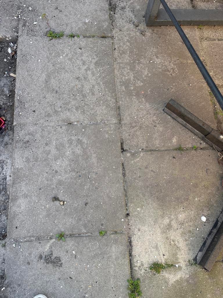 14 grijze terrastegels 60x60 cm - gratis afhalen, Ophalen, Gebruikt, 5 tot 10 m², Beton