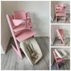 Stokke Tripp Trapp roze met babyset, newbornset, extra hoes, Kinderen en Baby's, Kinderstoelen, Ophalen of Verzenden, Zo goed als nieuw