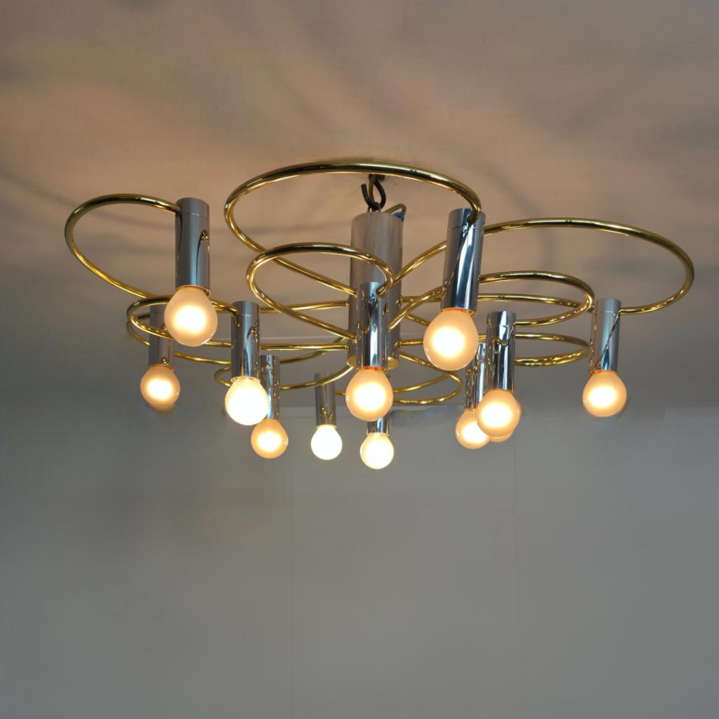 Sputnik plafonnière Sciolari Cossack 12 licht 60cm, Ophalen of Verzenden, Zo goed als nieuw, Metaal