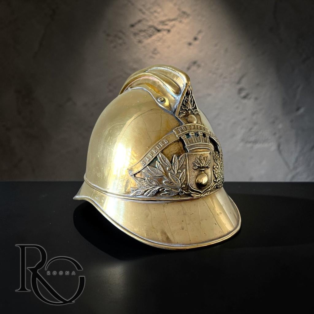 Antieke Franse Brandweerhelm ca. 1890–1910  Sapeurs Pompiers, Ophalen of Verzenden, Overige soorten, Overige gebieden, Helm of Baret