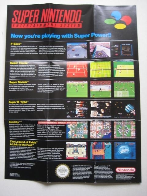 Nintendo flyer foldertjes, Spelcomputers en Games, Games | Nintendo Super NES, Zo goed als nieuw, Overige genres, 1 speler, Vanaf 3 jaar