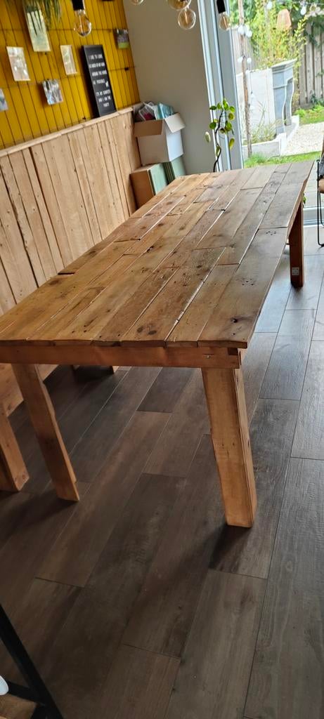 Pallet houten tafel 93x240cm, Huis en Inrichting, Tafels | Eettafels, Ophalen, Gebruikt, 200 cm of meer, 50 tot 100 cm