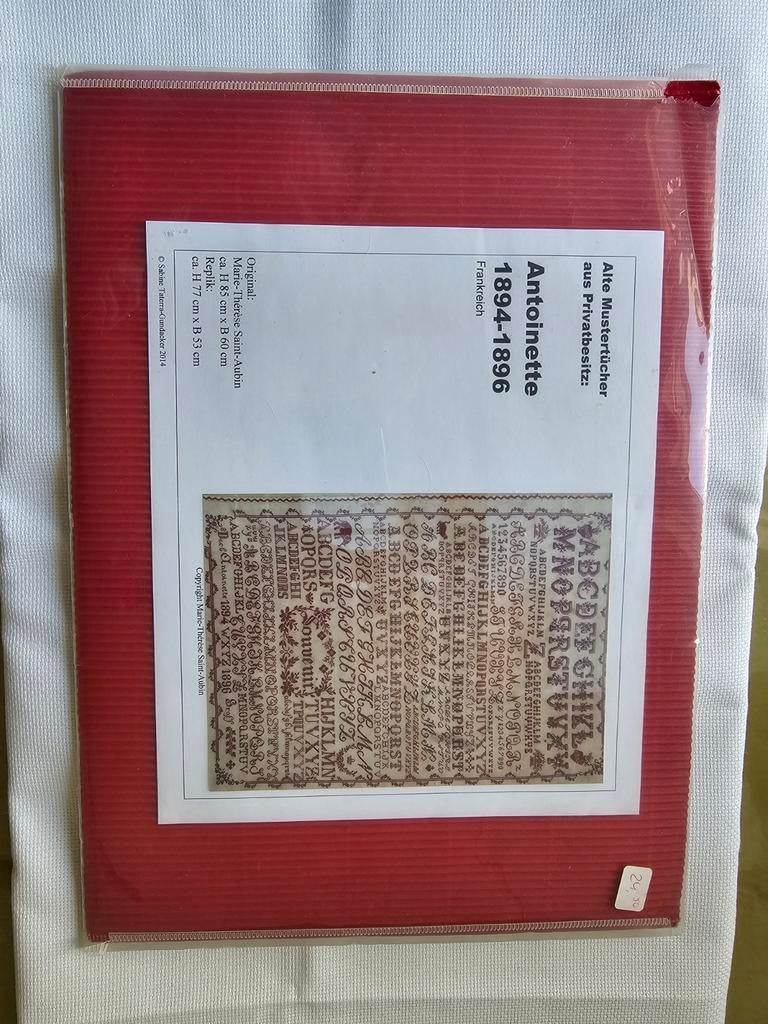 Merklap origineel borduur patroon Antoinette 1894_1896, Verzenden, Nieuw, Patroon