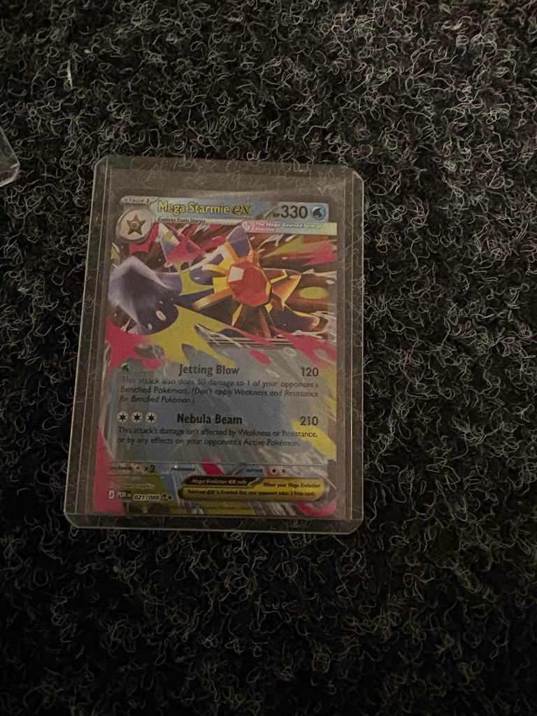 Mega Starmie EX 021/088 Pokémon kaart, Ophalen, Zo goed als nieuw, Losse kaart, Foil