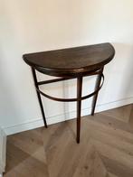 Brocante haltafeltje in donker hout, Huis en Inrichting, Tafels | Sidetables, Ophalen, Zo goed als nieuw, 25 tot 50 cm, Rechthoekig