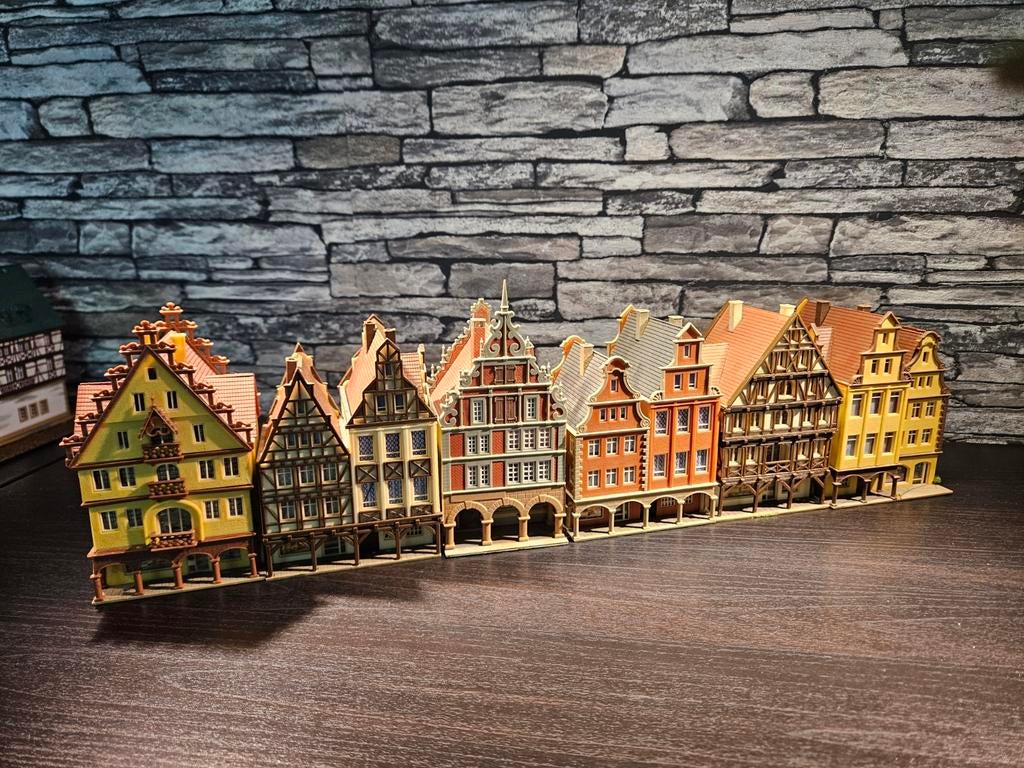 Straat2 historische huizen gebouwen N spoor modeltrein 1:160, Overige merken, Gebruikt, Gelijkstroom of Wisselstroom, Brug, Tunnel of Gebouw