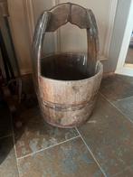 Oude houten emmer met handvat, Ophalen of Verzenden
