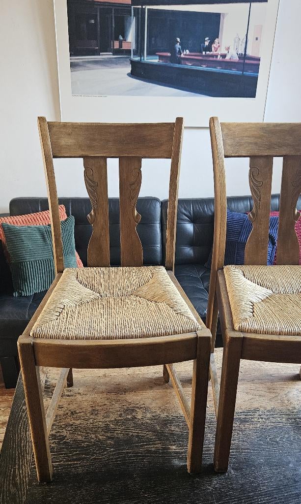 Twee jaren ’30 / Art Nouveau eetkamerstoelen., Antiek en Kunst, Antiek | Meubels | Stoelen en Banken, Ophalen