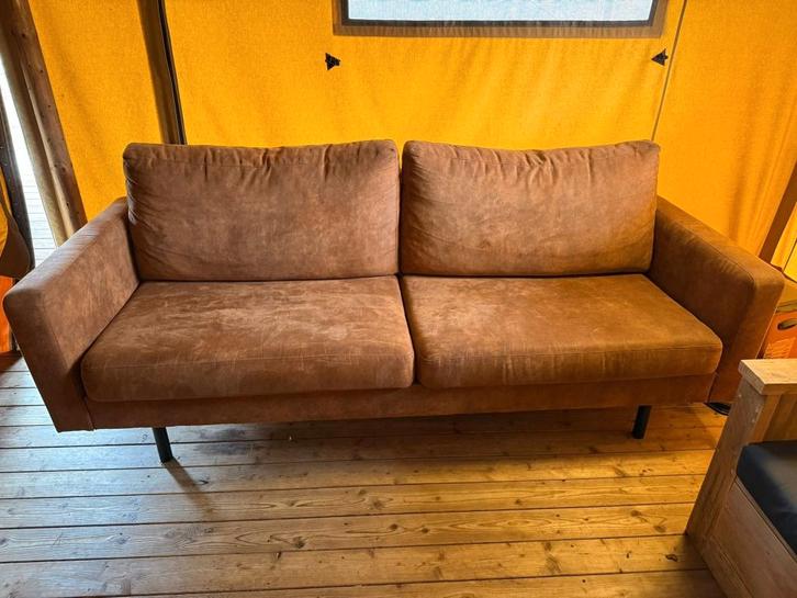 Bank - 2,5 zit - Cognac kleur, Huis en Inrichting, Banken | Bankstellen, Gebruikt, Rechte bank, 200 tot 250 cm, 75 tot 100 cm