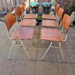 Leuke set vintage Marko Kwartet schoolstoelen stapelstoelen, Ophalen, Bruin, Vijf, Zes of meer stoelen