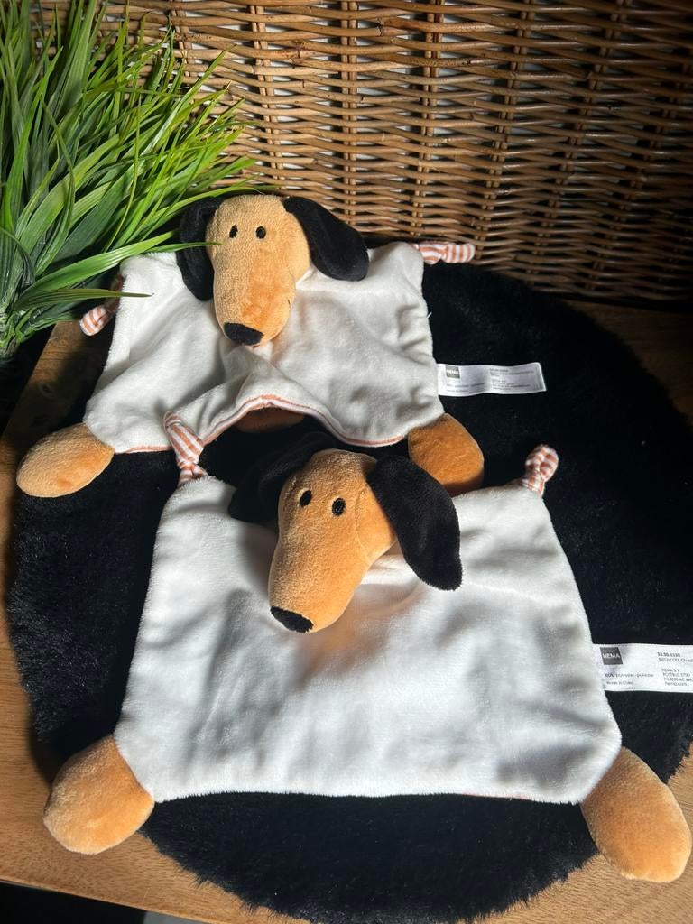 Hema hond tekkel knuffeldoekje knuffeldoek knuffel, Ophalen of Verzenden, Zo goed als nieuw, Hond