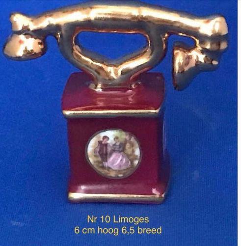 Vintage Limoges Telefoon Miniatuur - Rood met Goud, Antiek en Kunst, Ophalen
