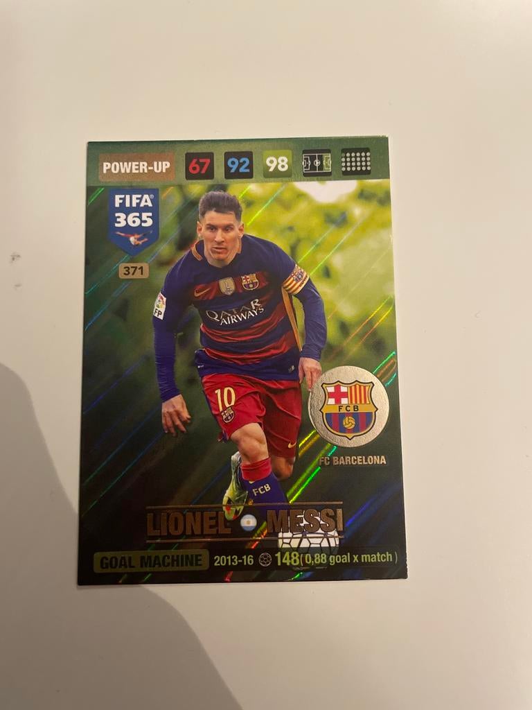 Lionel Messi goal machine adrenalyn XL panini, Ophalen of Verzenden, Zo goed als nieuw, Plaatje